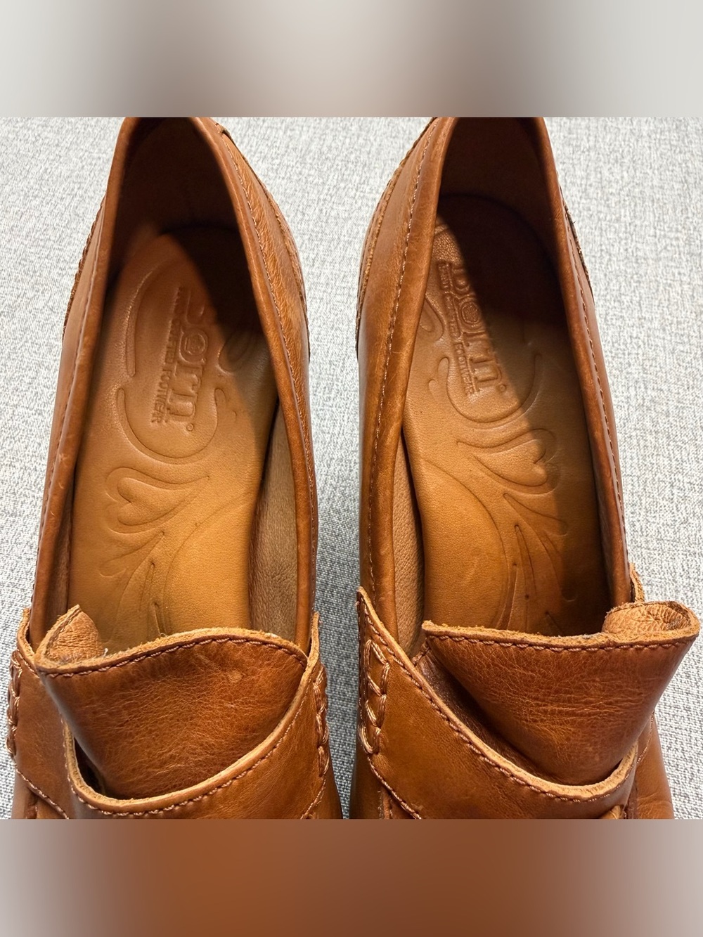 Y2K Born Nance Brown Leather Tassel Loafer Heels Pumps - Picture 7 of 11